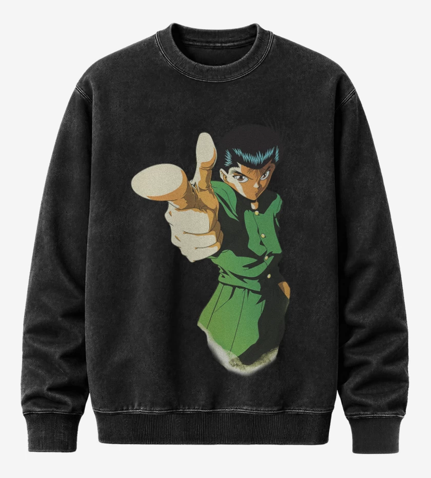 Poleron Polo Acid Wash Negro de Urameshi