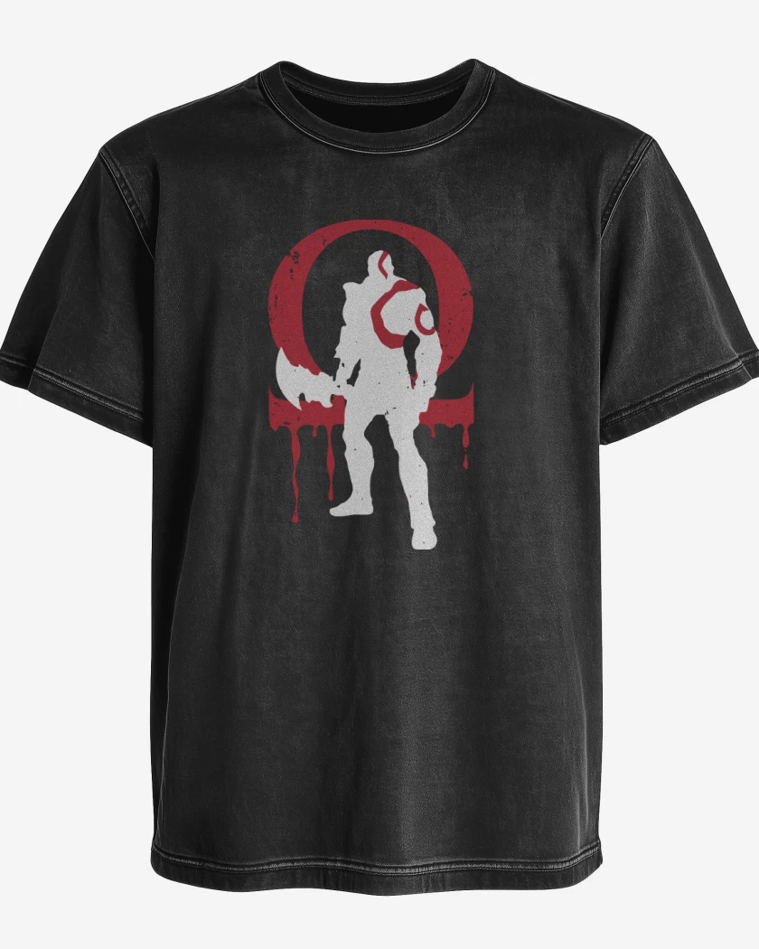 Polera desgastada Negro de God Of War