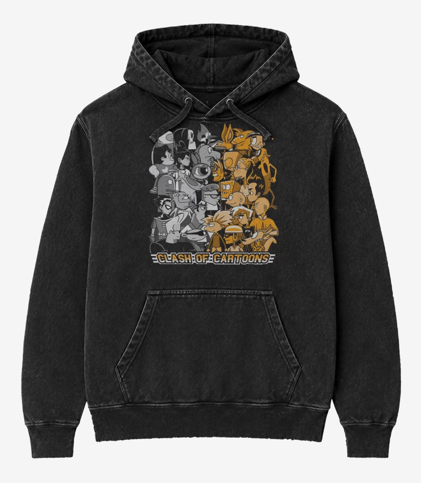 Poleron Canguro Acid Wash Negro de Clash of Cartoons
