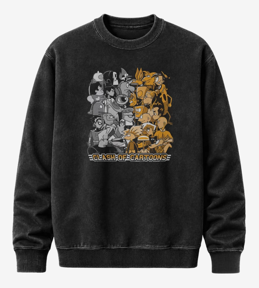 Poleron Polo Acid Wash Negro de Clash of Cartoons