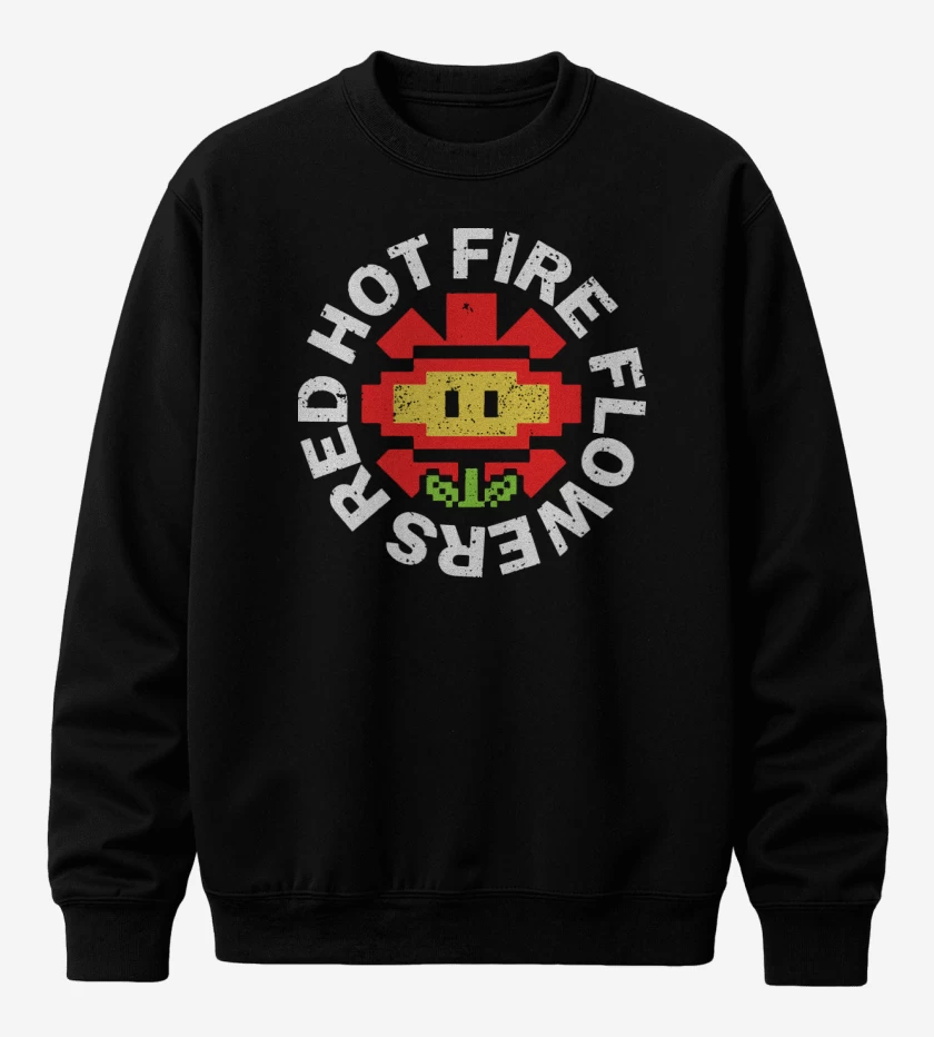 Poleron polo Negro de Red Hot Fire Flowers