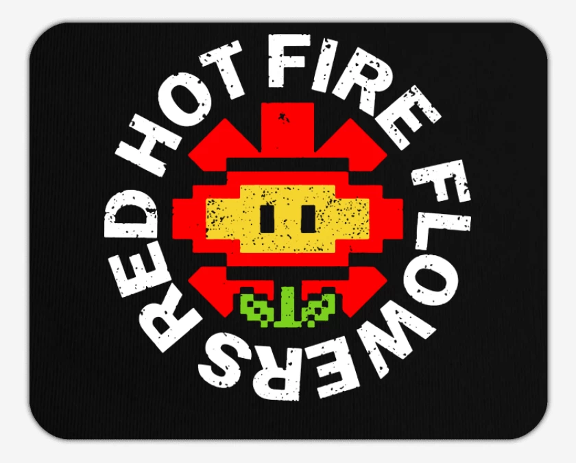 Mousepad Red Hot Fire Flowers