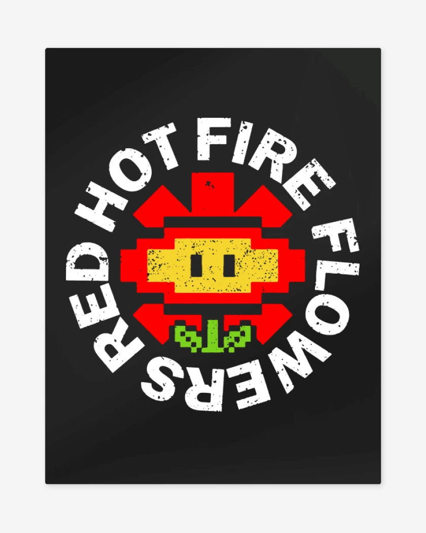 Print metalico Negro de Red Hot Fire Flowers