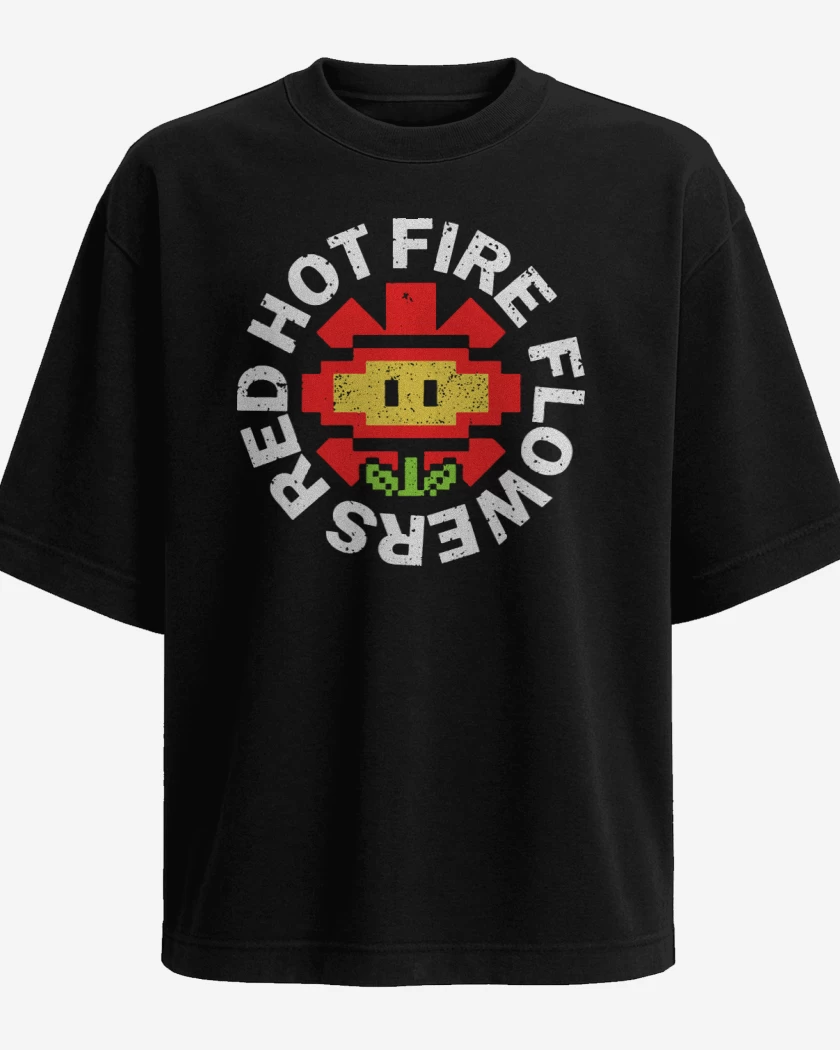 Polera Oversize Red Hot Fire Flowers