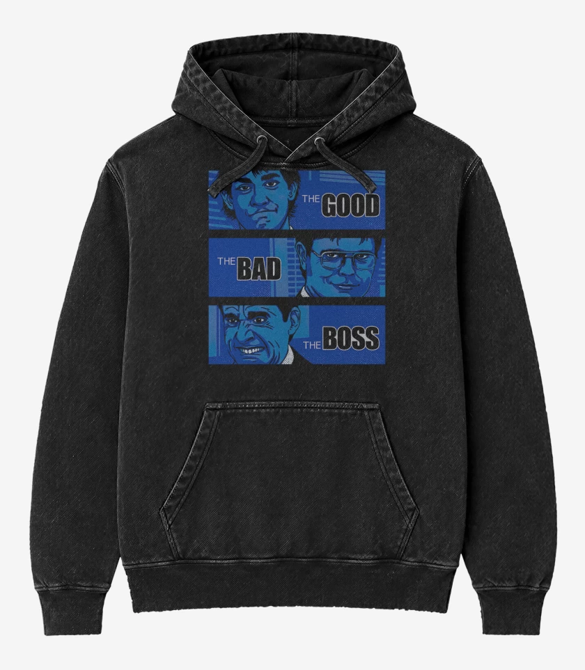 Poleron Canguro Acid Wash Negro de The Good, The Bad, and THE BOSS
