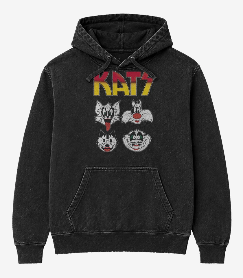 Poleron Canguro Acid Wash Negro de KATS