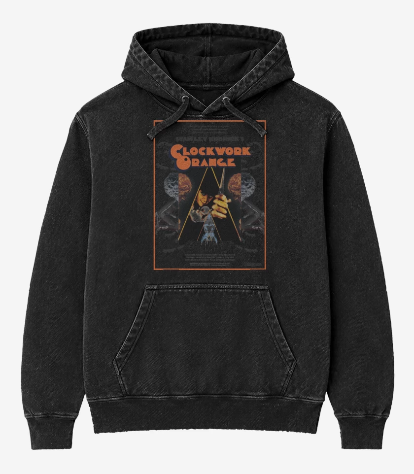 Poleron Canguro Acid Wash Negro de A Stanley Kubrick Film: Clockwork Orange