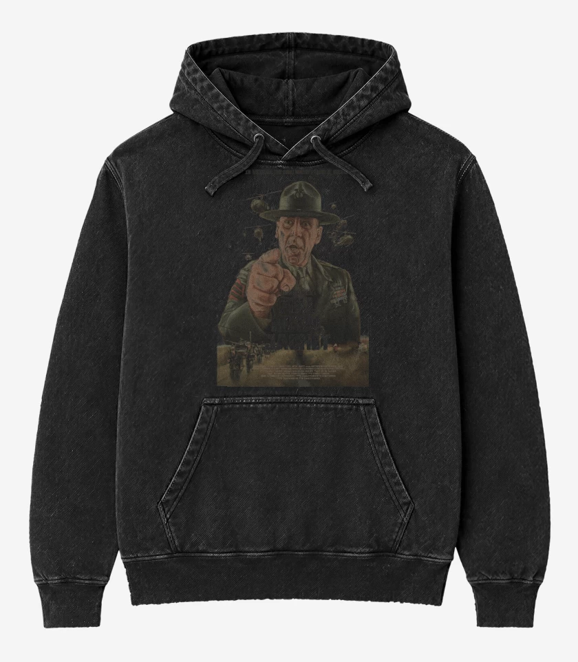 Poleron Canguro Acid Wash Negro de A Stanley Kubrick Film: Full Metal Jacket