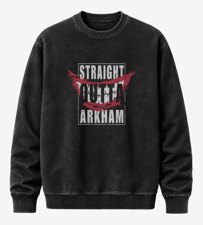 Poleron Polo Acid Wash Negro de Straight outta arkhman