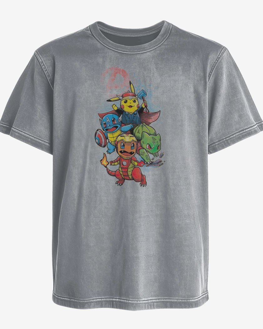 Polera desgastada Gris Melange de Pokengers