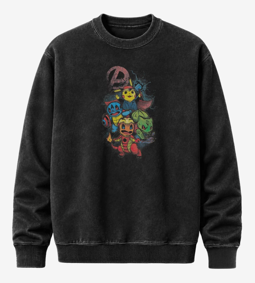 Poleron Polo Acid Wash Negro de Pokengers