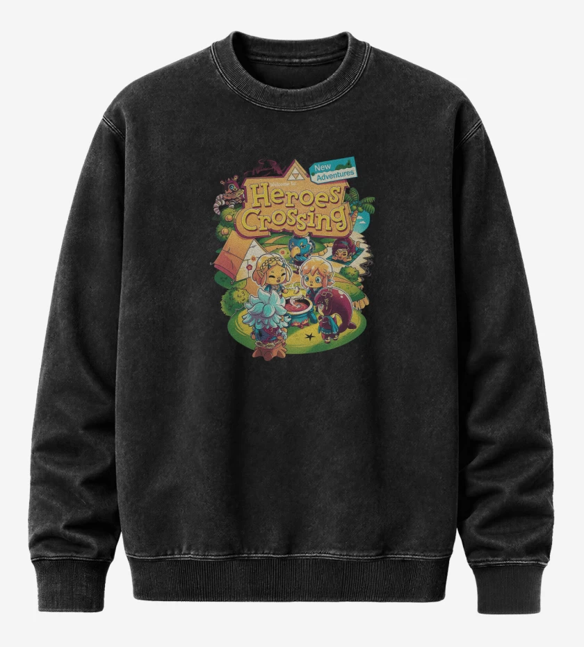 Poleron Polo Acid Wash Negro de Heroes Crossing