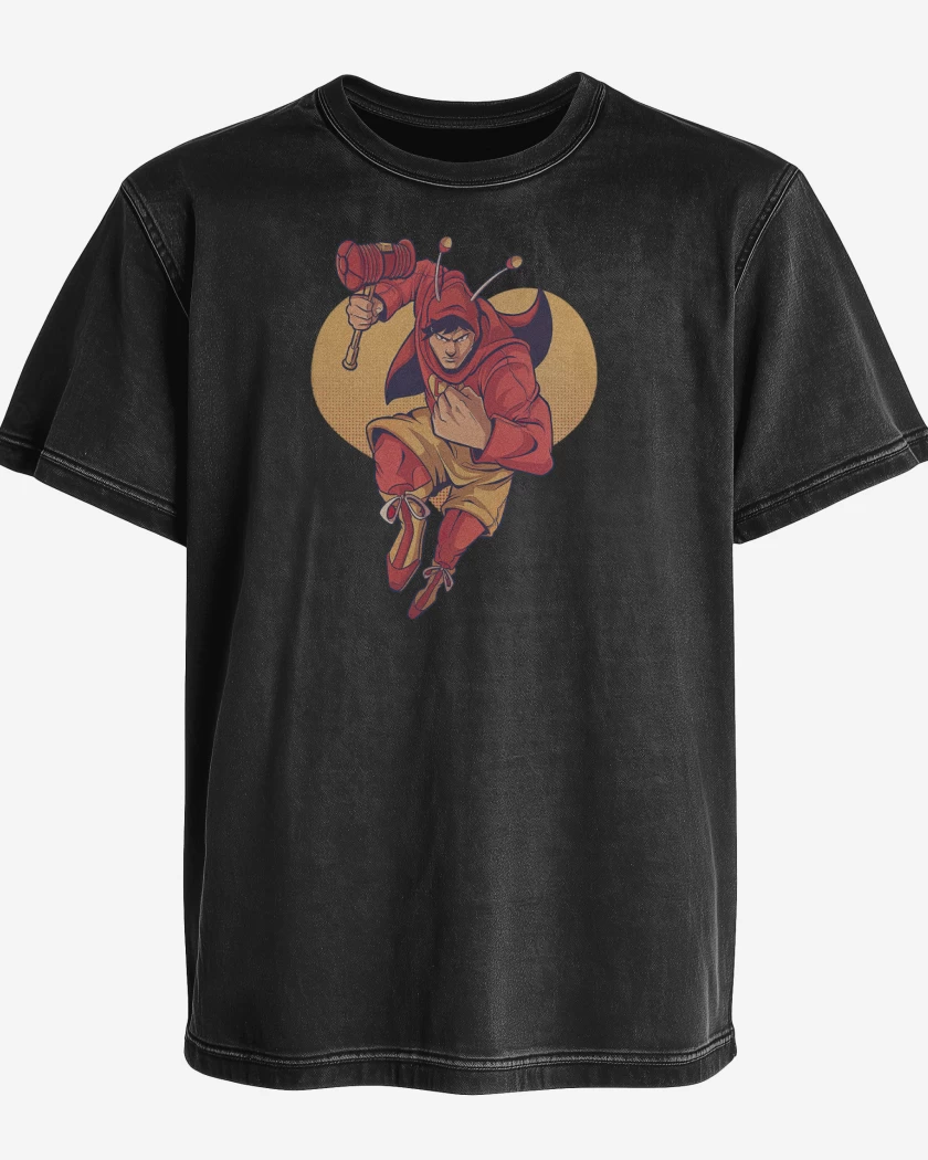 Polera desgastada Negro de Super Chapulin