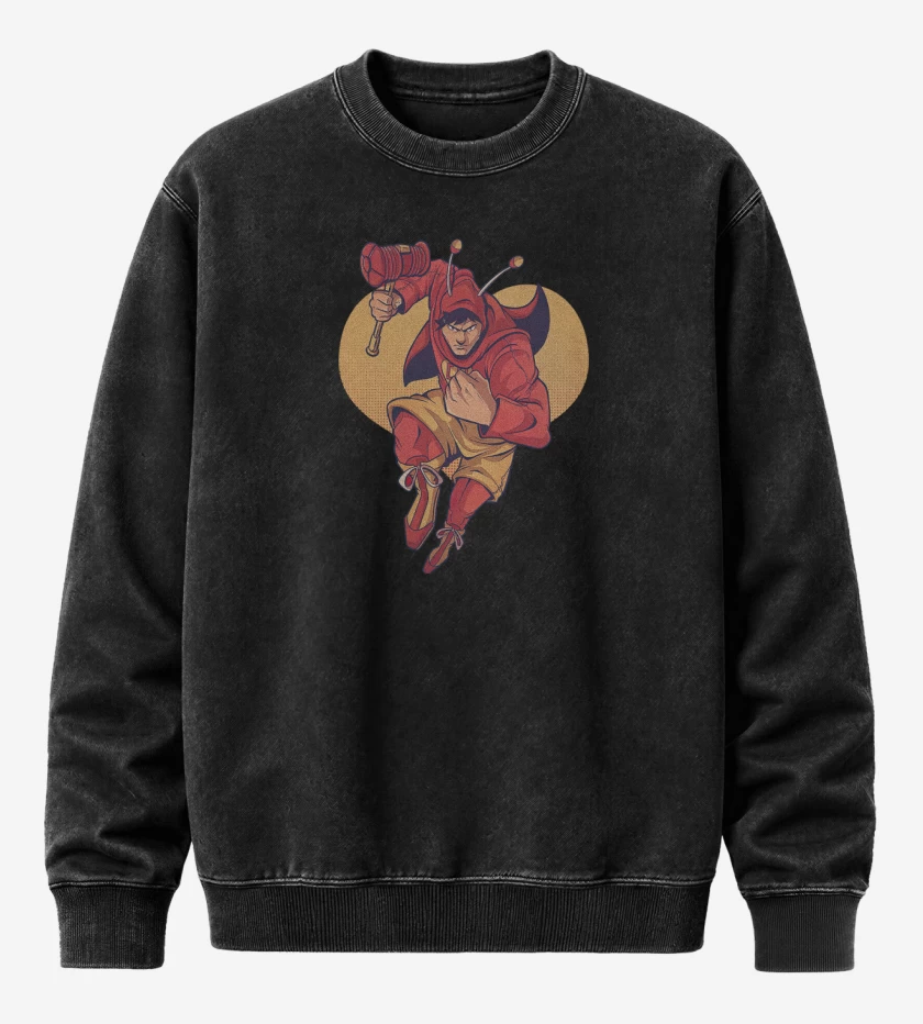 Poleron Polo Acid Wash Negro de Super Chapulin