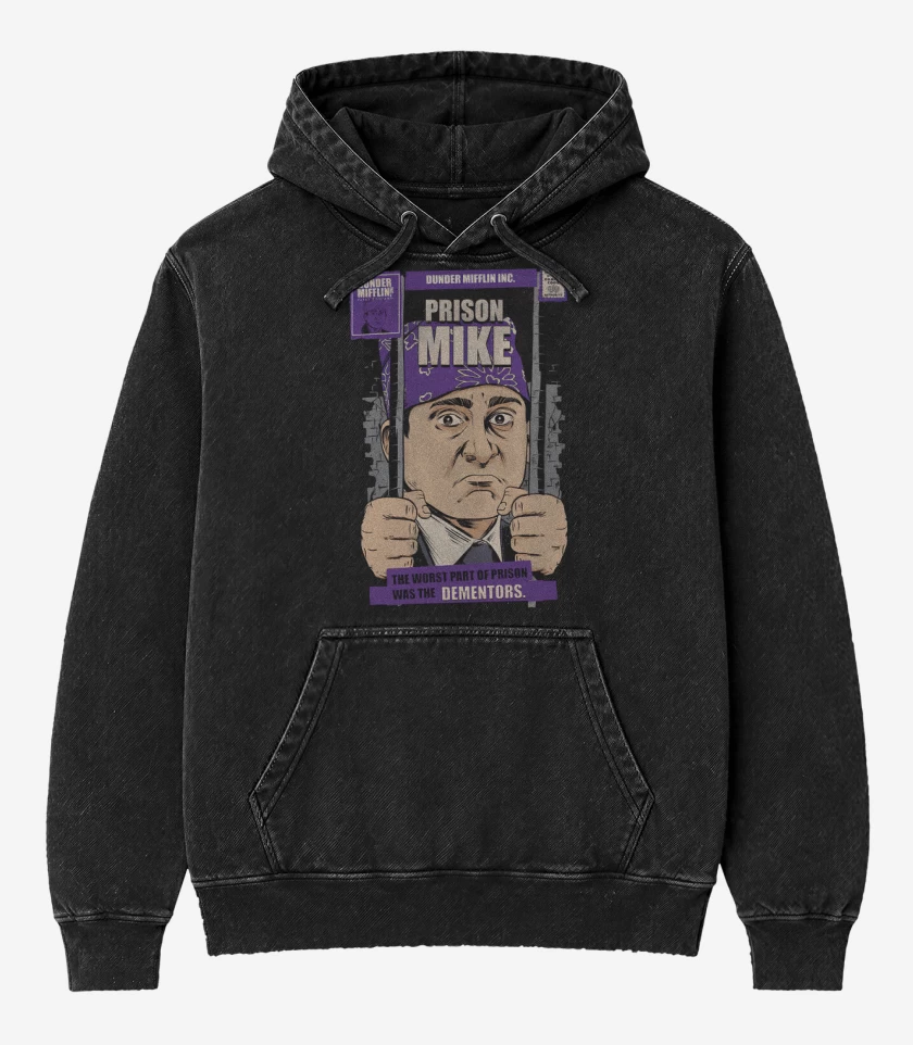 Poleron Canguro Acid Wash Negro de Prison Mike