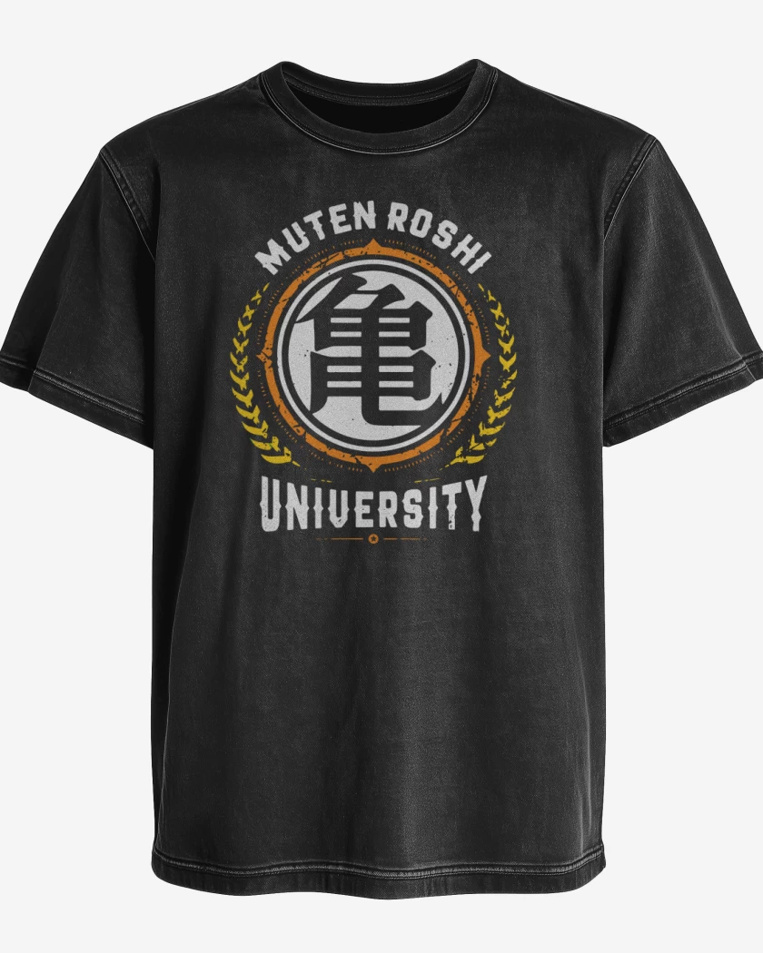 Polera desgastada Negro de Roshi University