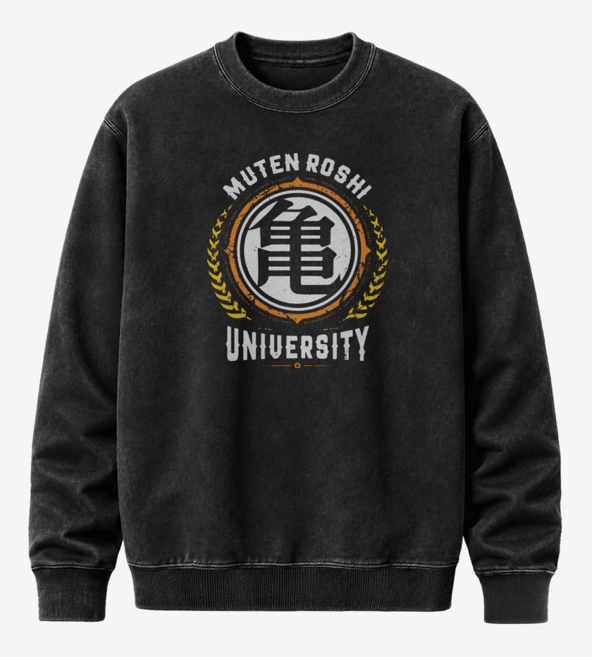 Poleron Polo Acid Wash Negro de Roshi University