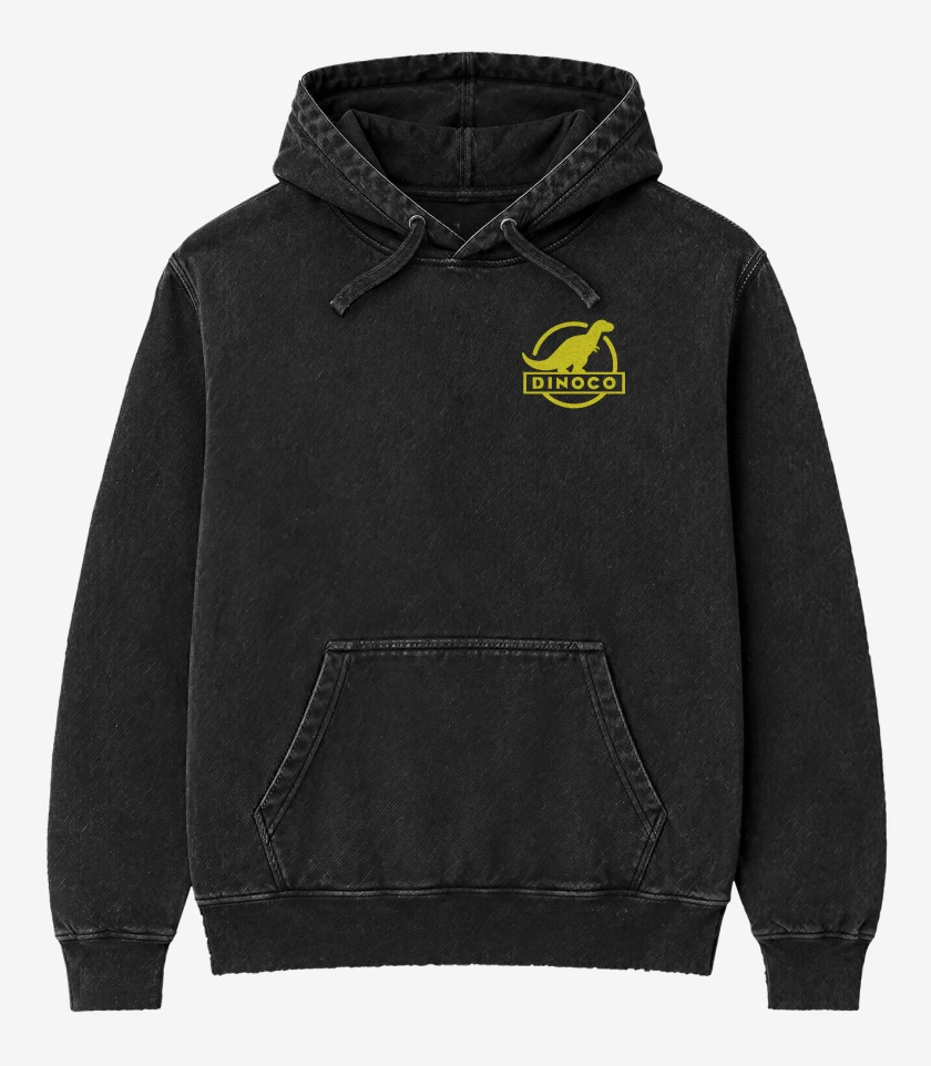 Poleron Canguro Acid Wash Negro de Dinoco Bolsillo