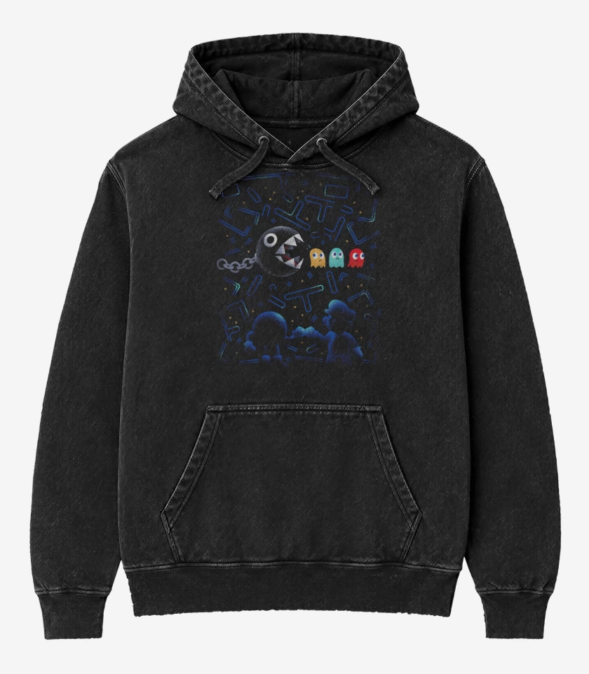 Poleron Canguro Acid Wash Negro de Teamwork