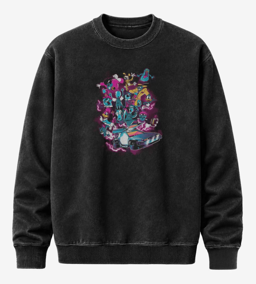 Poleron Polo Acid Wash Negro de Volver al Pasado