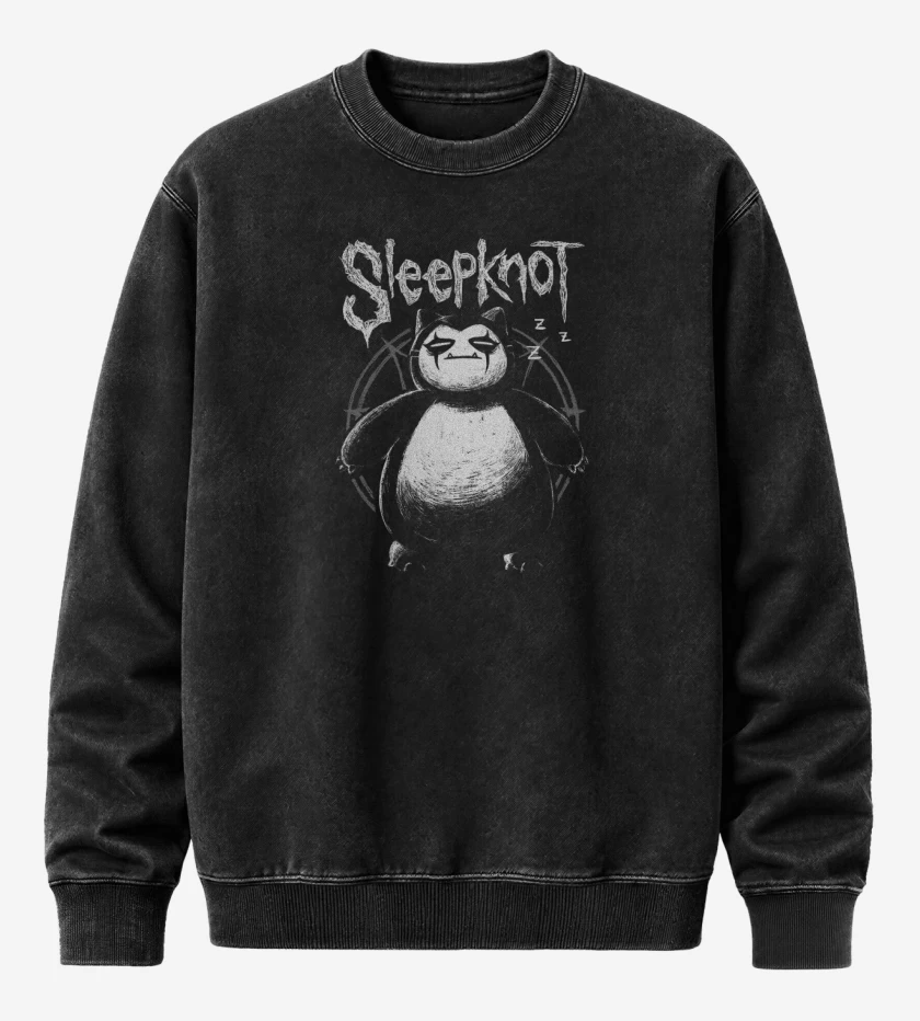 Poleron Polo Acid Wash Negro de Sleepknot