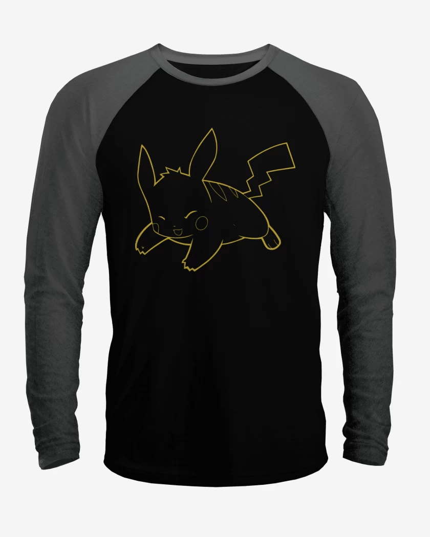 Polera Raglan Negro / Negro Heather de Pikachu