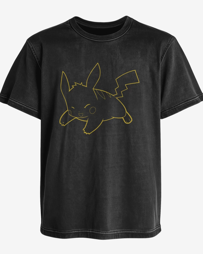 Polera desgastada Negro de Pikachu