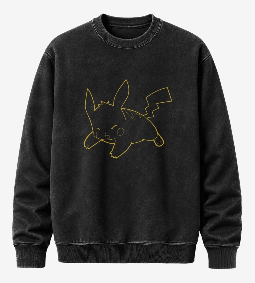 Poleron Polo Acid Wash Negro de Pikachu