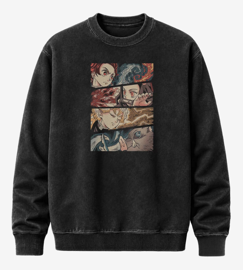 Poleron Polo Acid Wash Negro de Cazadores de Demonios