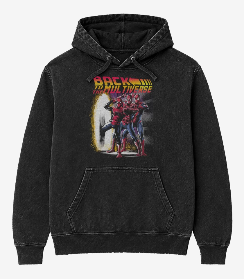 Poleron Canguro Acid Wash Negro de Back to the Multiverse