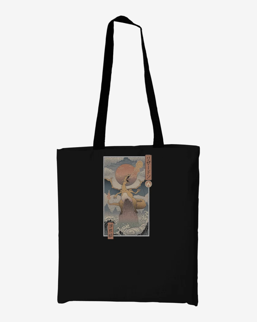 Totebag Negro de Charizard Ukiyo-e