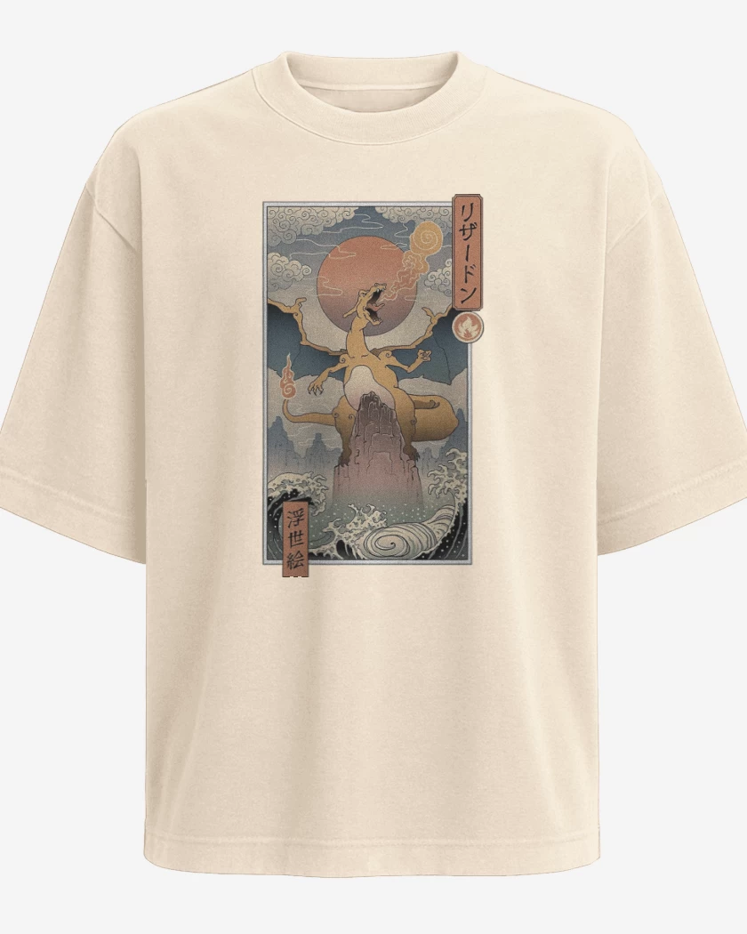 Polera Oversize Charizard Ukiyo-e