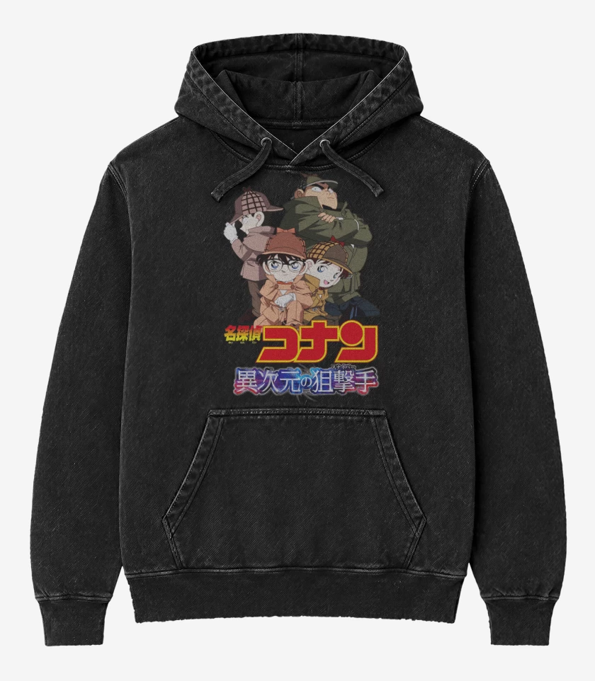 Poleron Canguro Acid Wash Negro de Conan