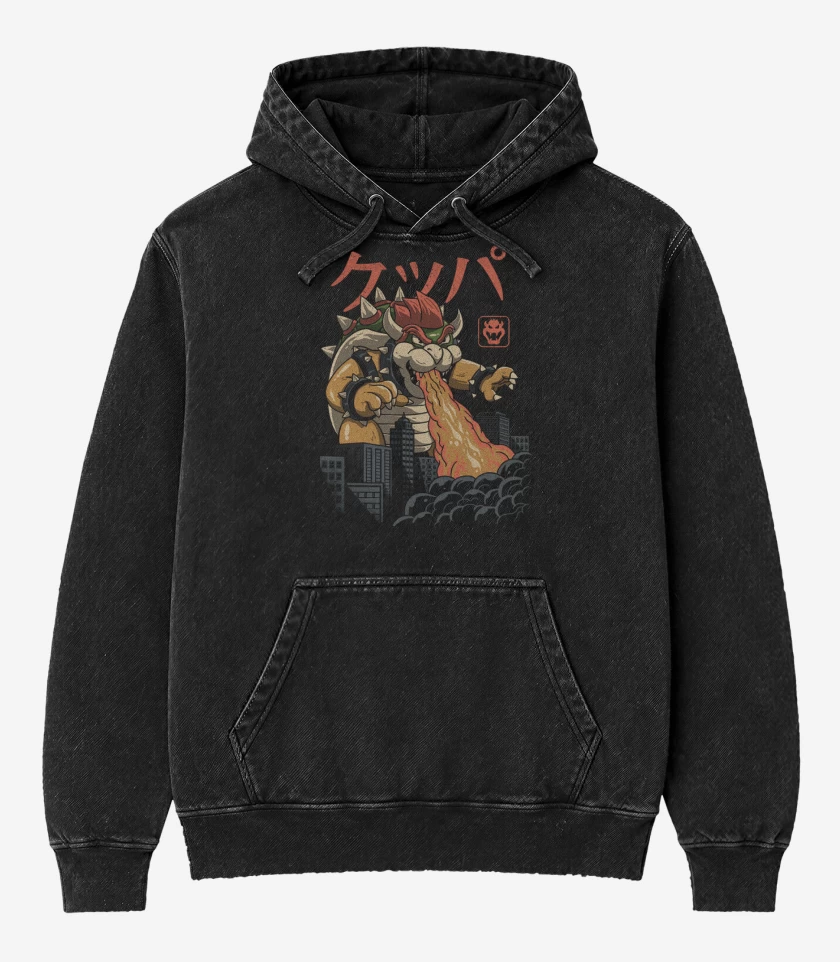 Poleron Canguro Acid Wash Negro de Koopazilla
