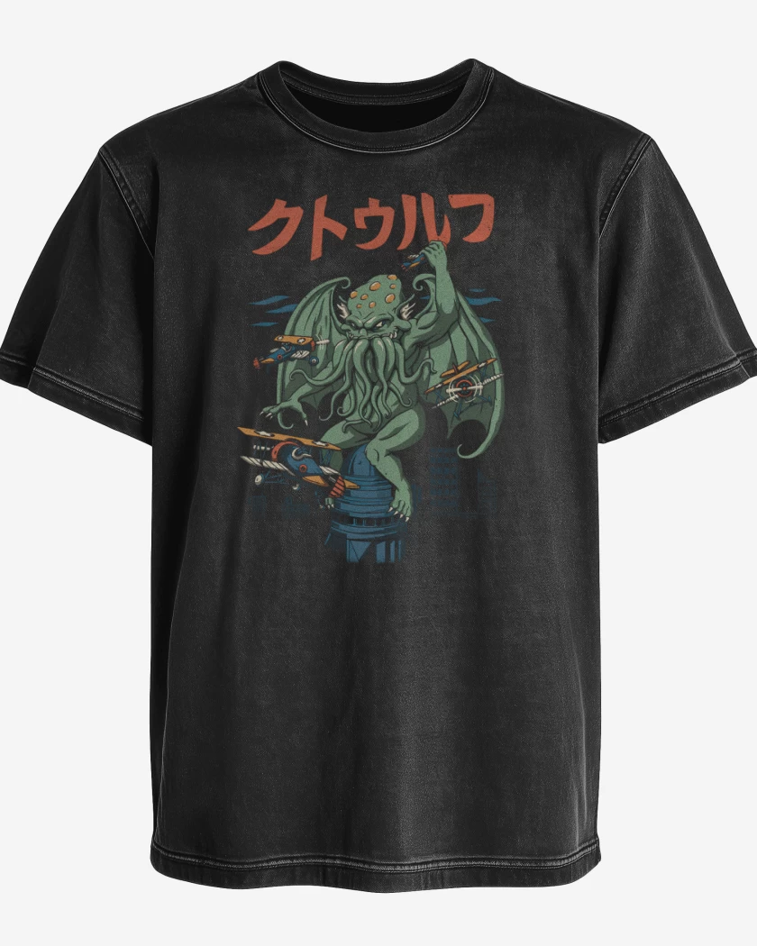Polera desgastada Negro de Kongthulu