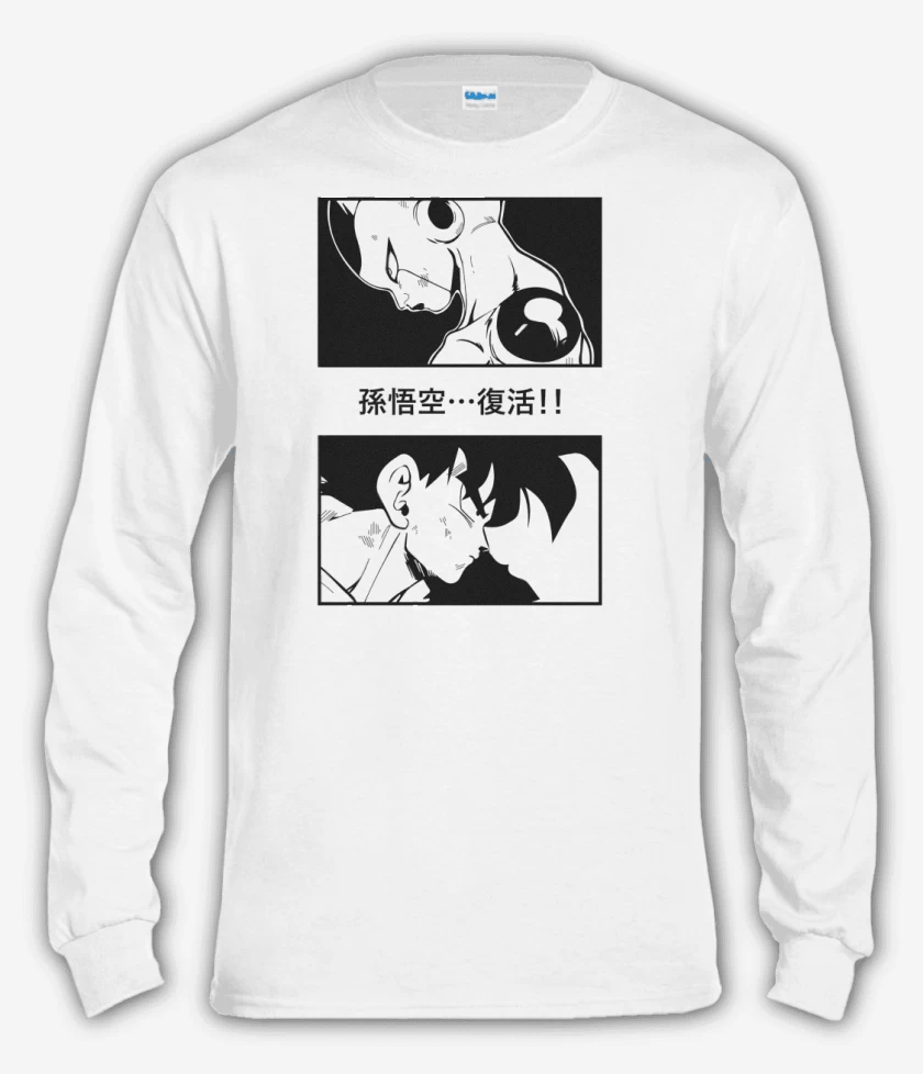Polera manga larga Blanco de Goku vs Freezer