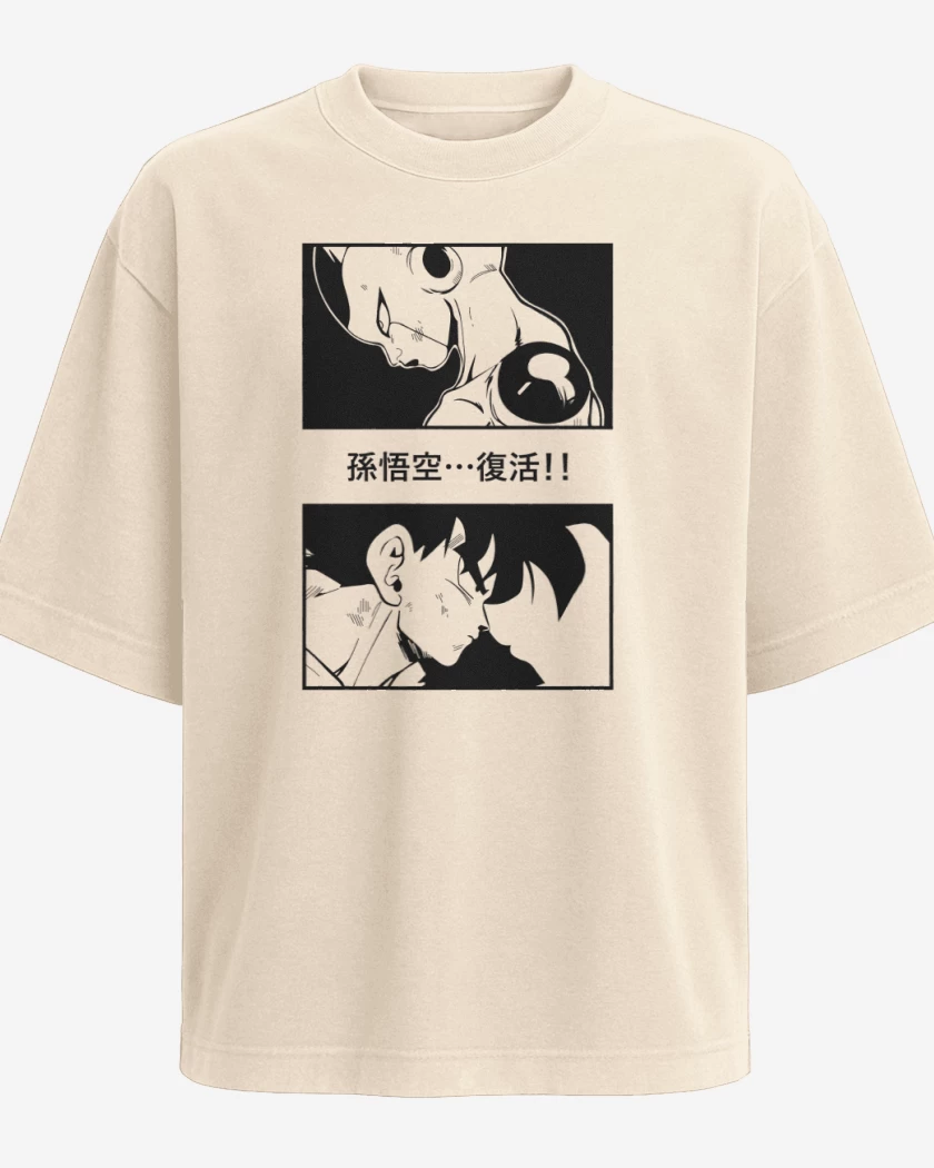 Polera Oversize Beige de Goku vs Freezer
