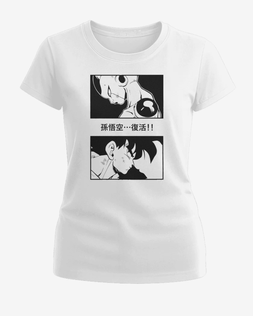 Polera de Mujer Blanco de Goku vs Freezer