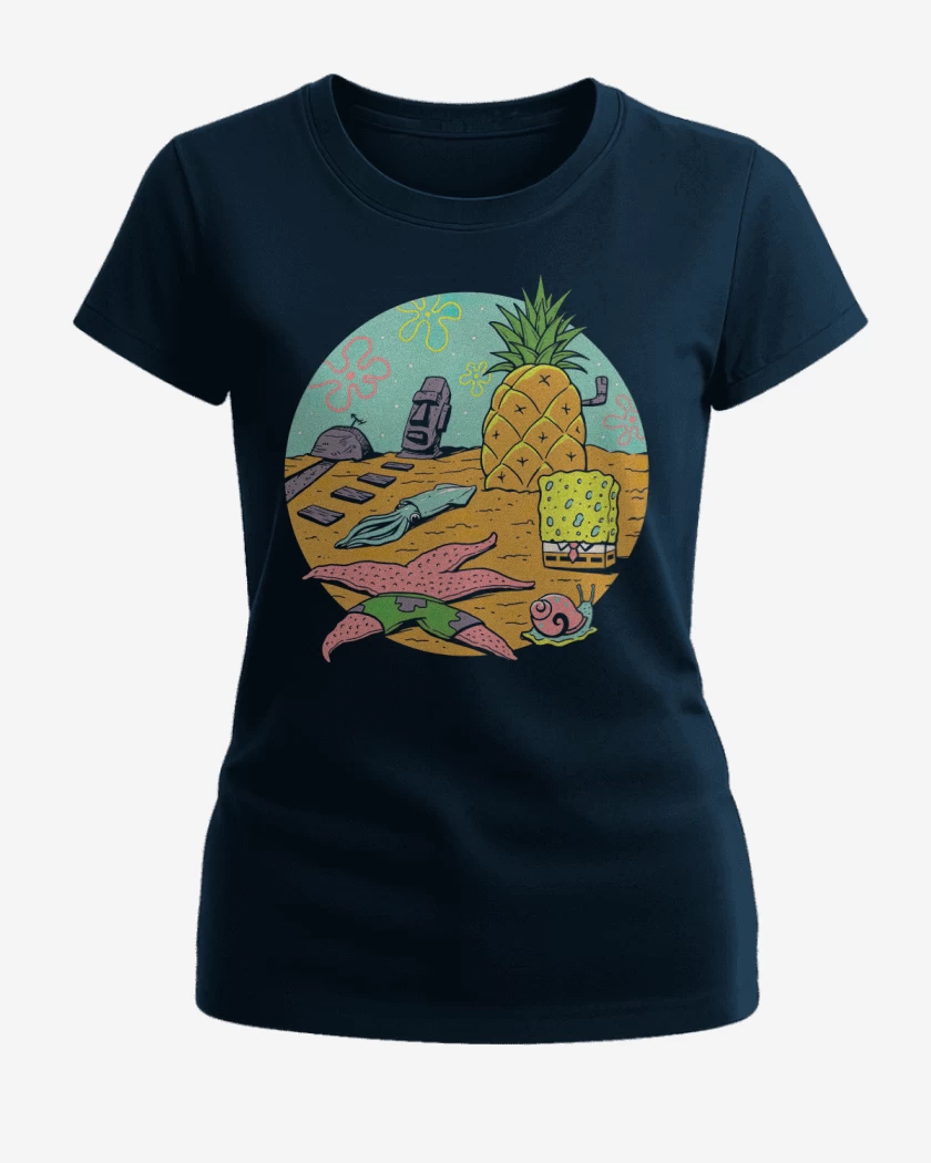 Polera de Mujer Azul Marino de Fondo de Bikini