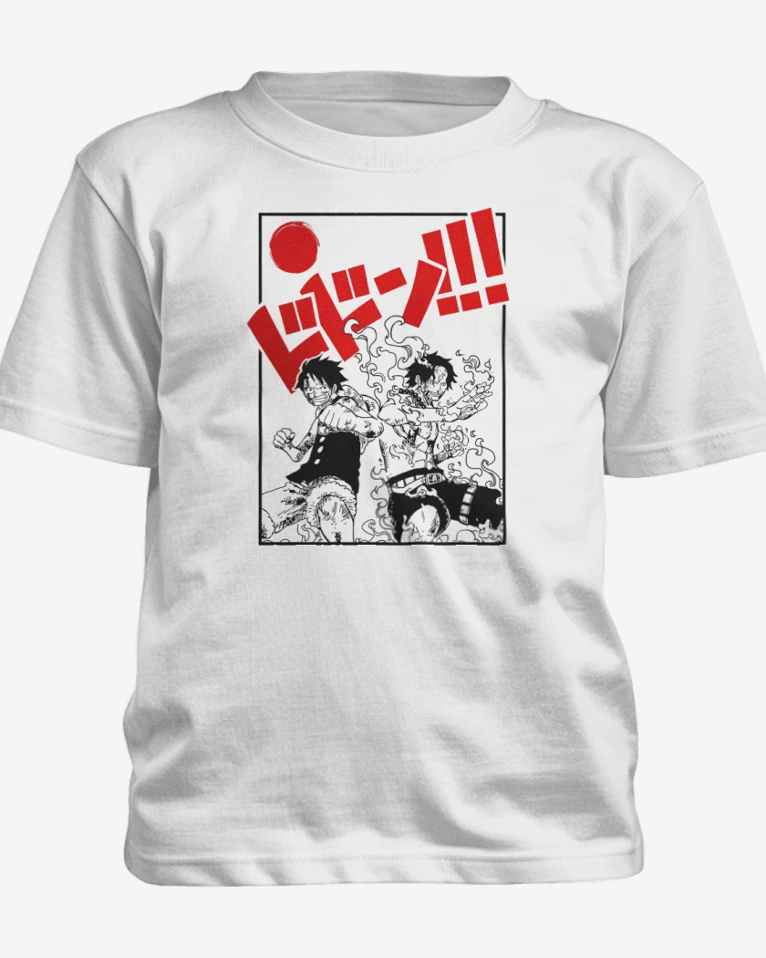 Polera de niño Blanco de Luffy & Ace