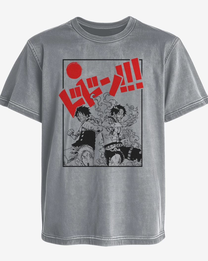 Polera desgastada Luffy & Ace