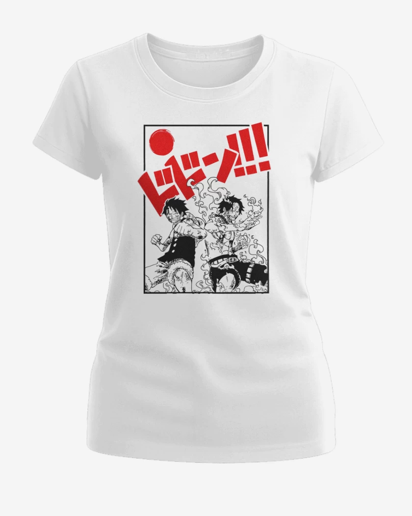 Polera de Mujer Blanco de Luffy & Ace