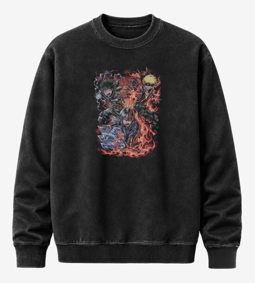 Poleron Polo Acid Wash Negro de Trio Clase 1A
