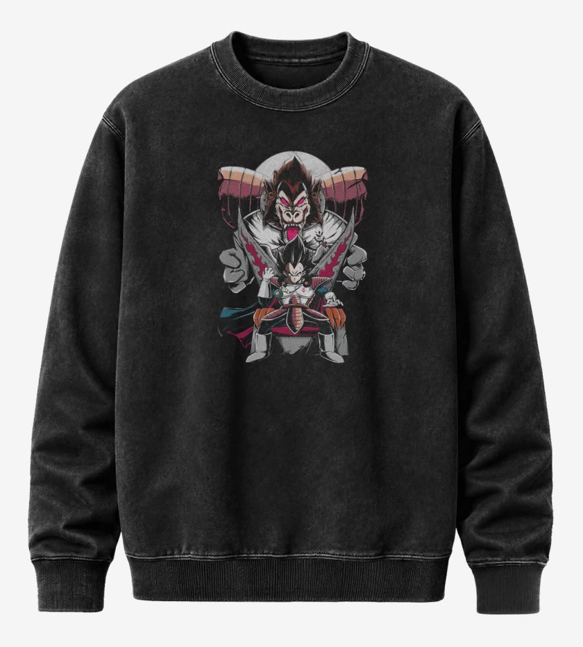 Poleron Polo Acid Wash Negro de Gran Príncipe Vegeta