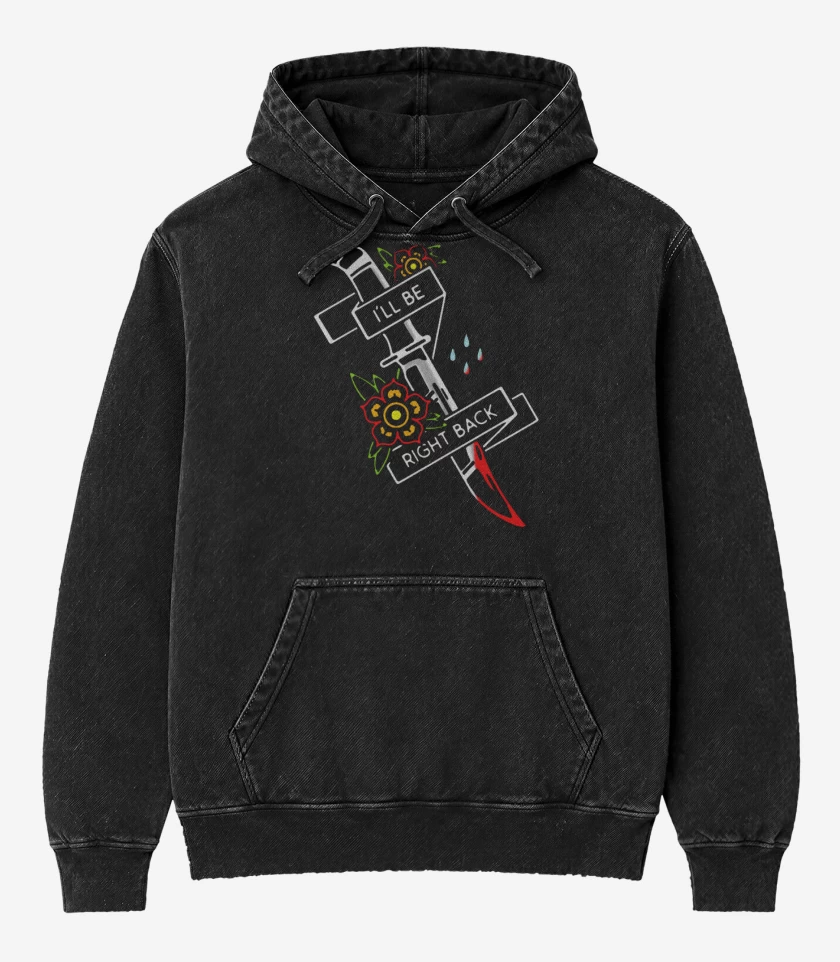 Poleron Canguro Acid Wash Negro de ill be right back