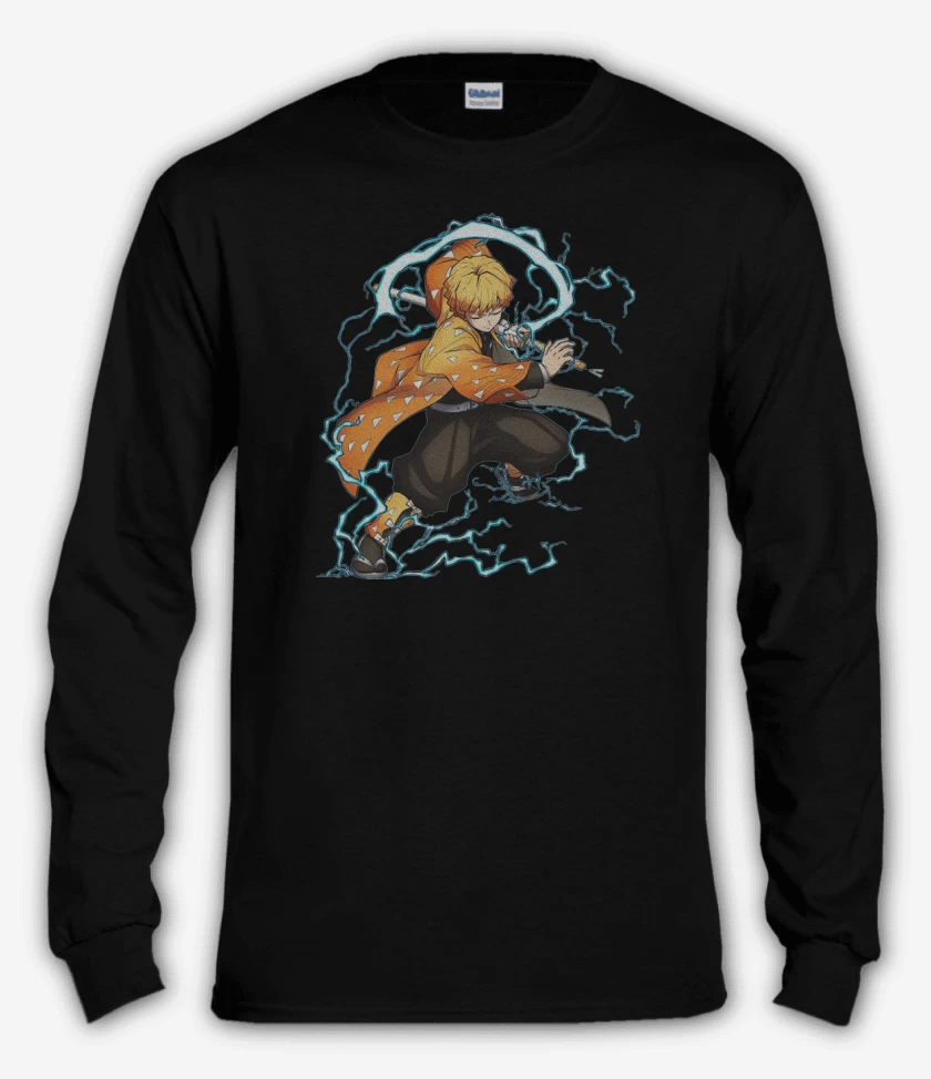 Polera manga larga Negro de Zenitsu 3