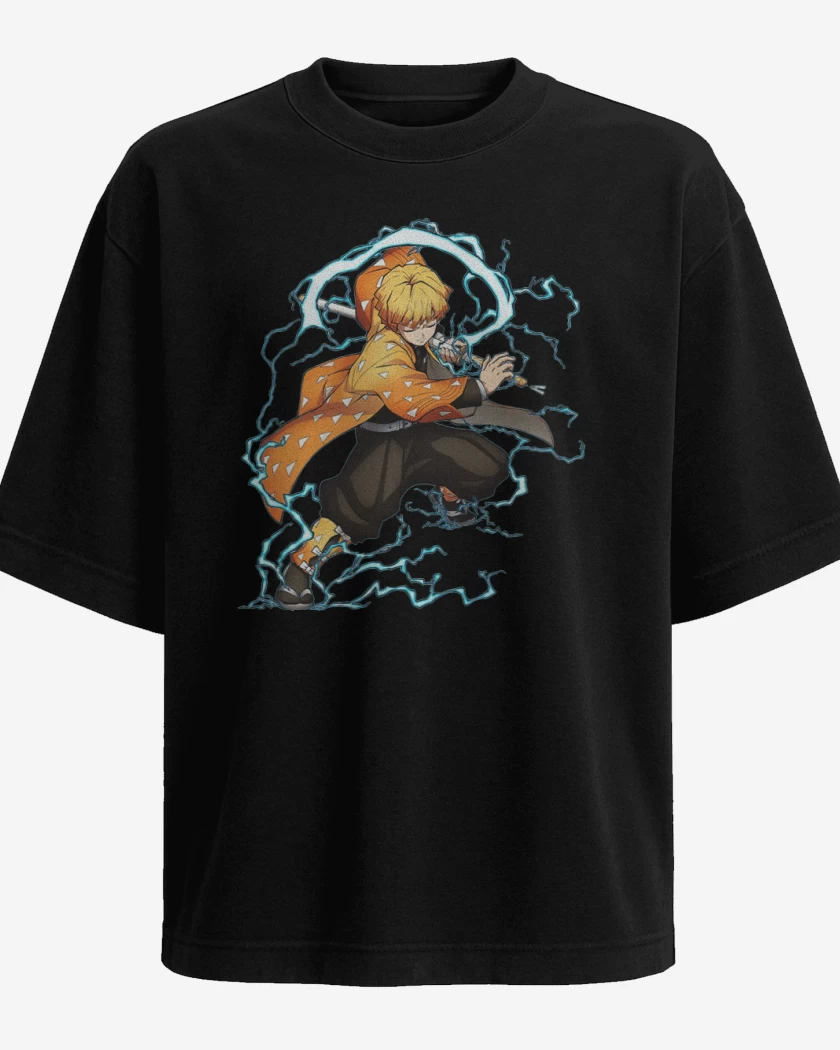 Polera Oversize Negro de Zenitsu 3