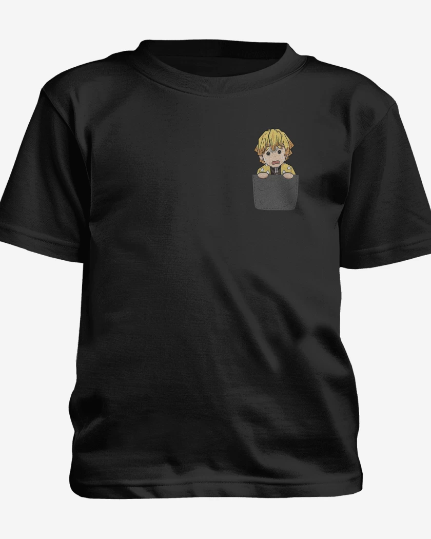Polera de niño Negro de Zenitsu de Bolsillo