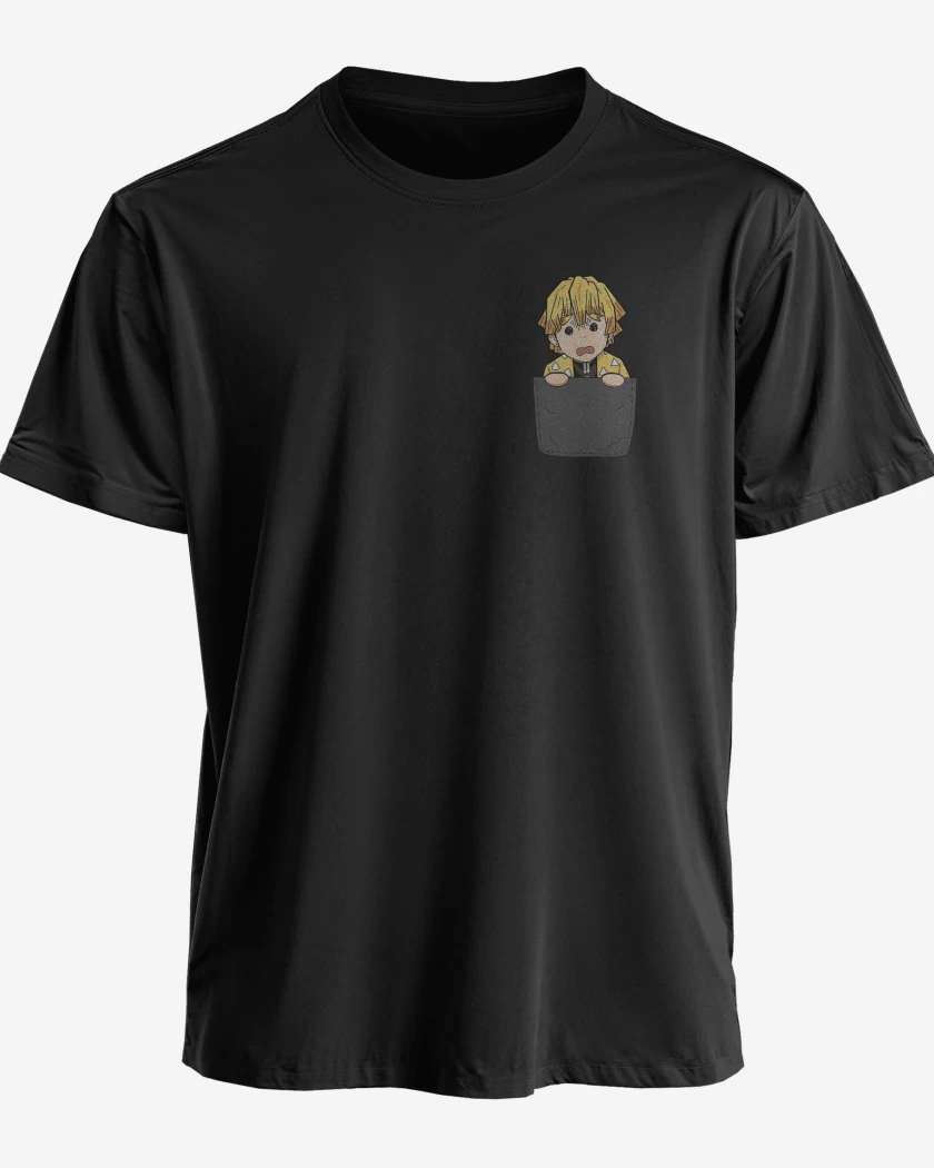 Polera Negro de Zenitsu de Bolsillo