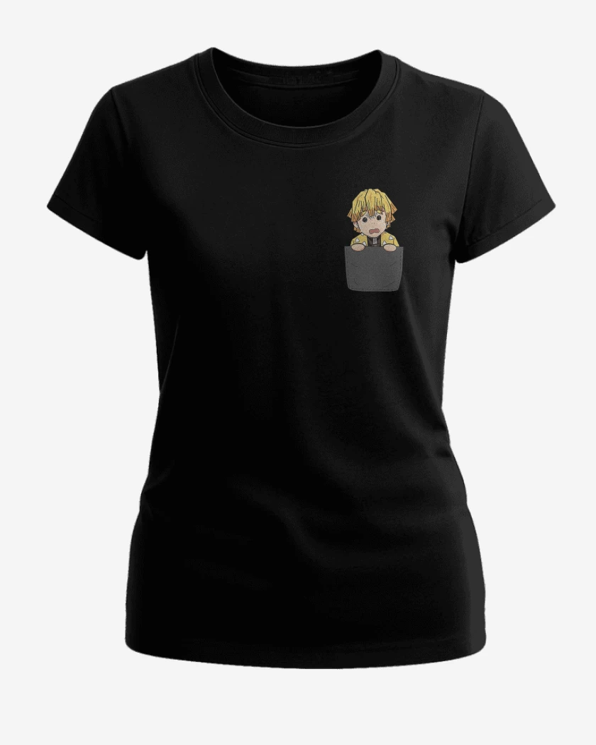Polera de Mujer Negro de Zenitsu de Bolsillo